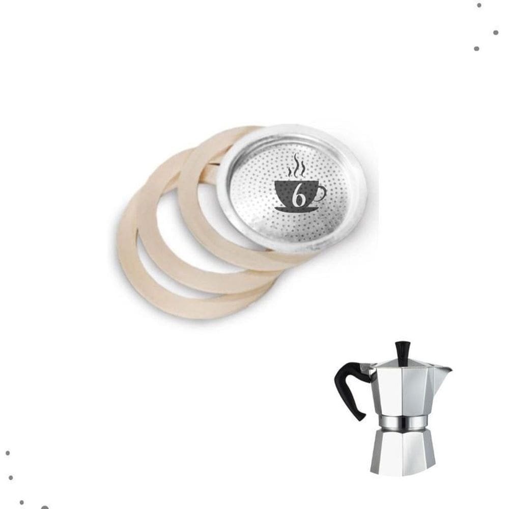 Filtro E Borrachas Cafeteira Italiana De Alumínio 6 Xícaras