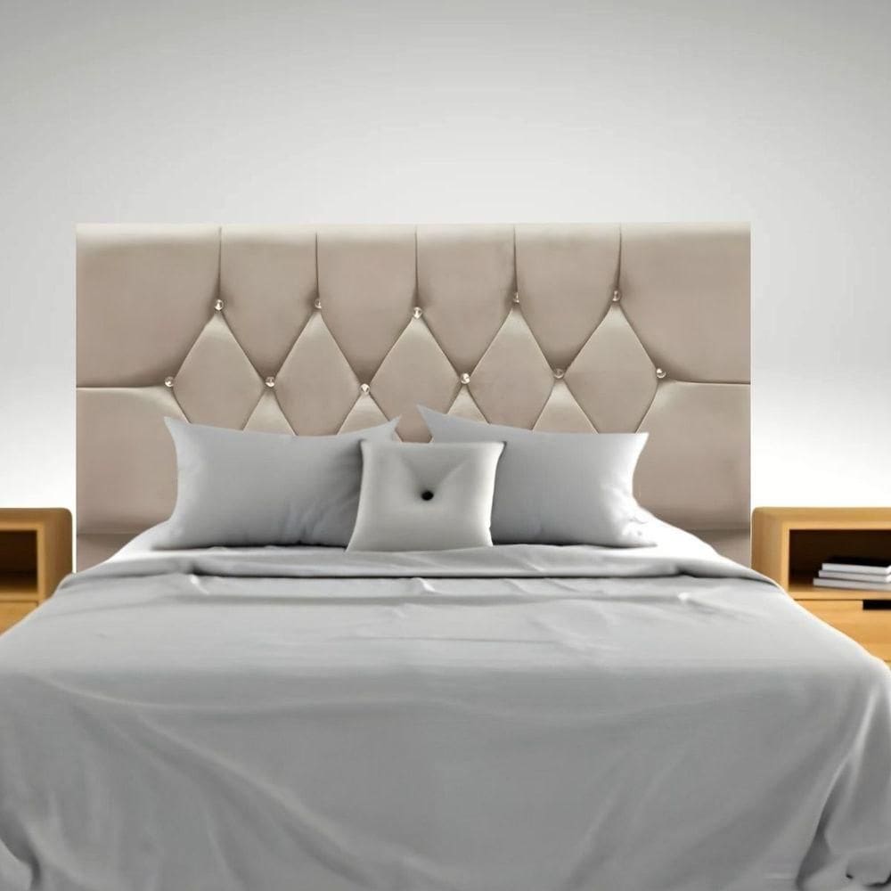 Cabeceira Cama Box Estofada Solteirão 100 Cm Suede Isabela Bege