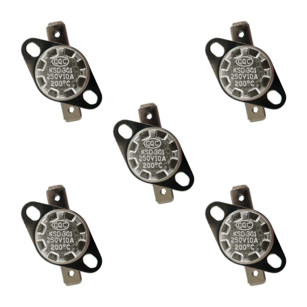 5X Termostato Cerâmica Ksd301 200 Graus 10A 250V N/ Fechado