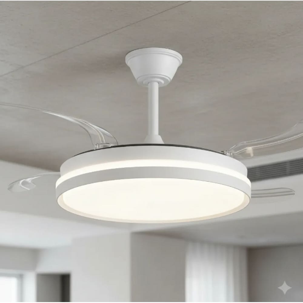 Ventilador de Teto com Luz LED e Pás Retráteis – Alta Iluminação 4000lm