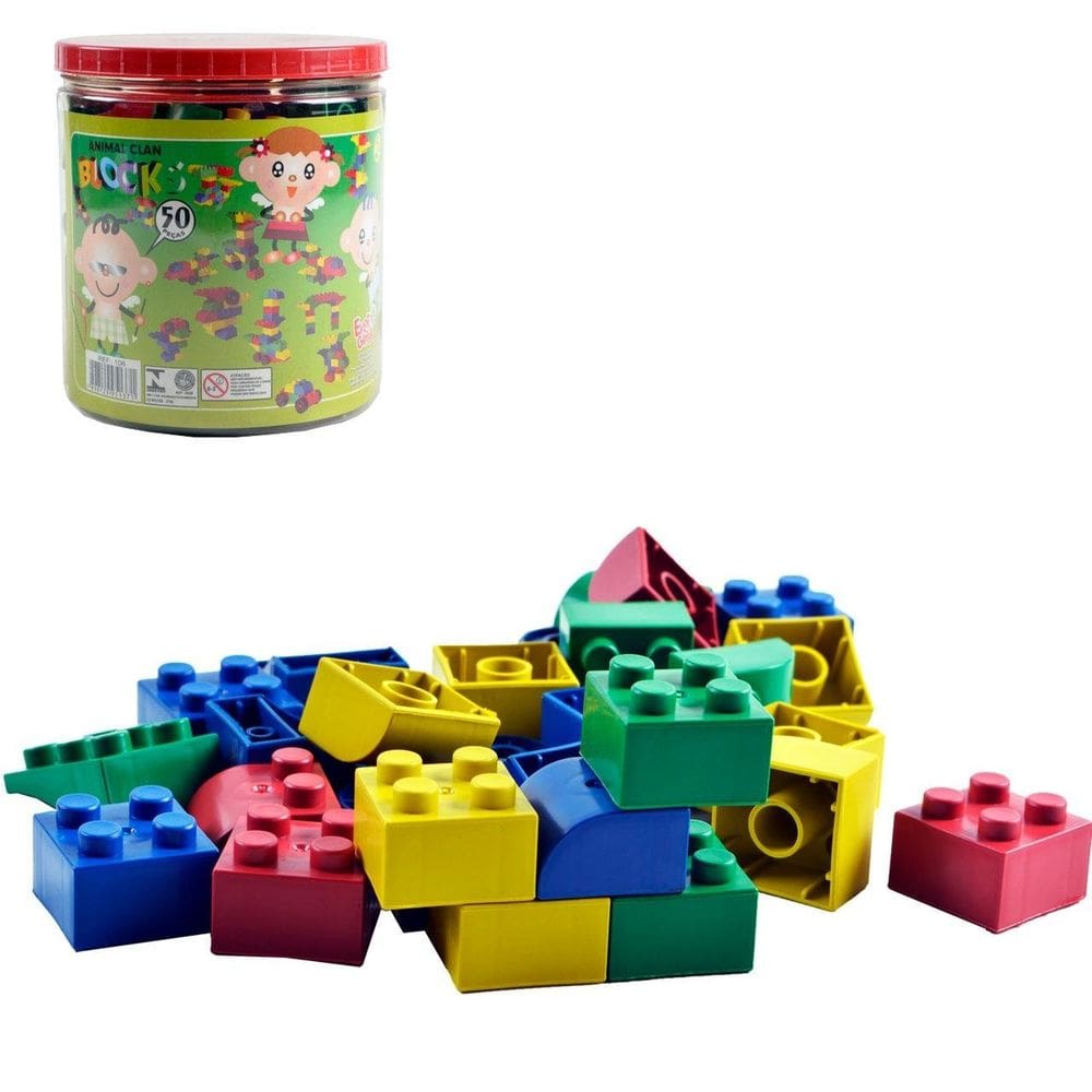 Blocos de Montar 50 Peças Animal Simples - Tudo em Caixa
