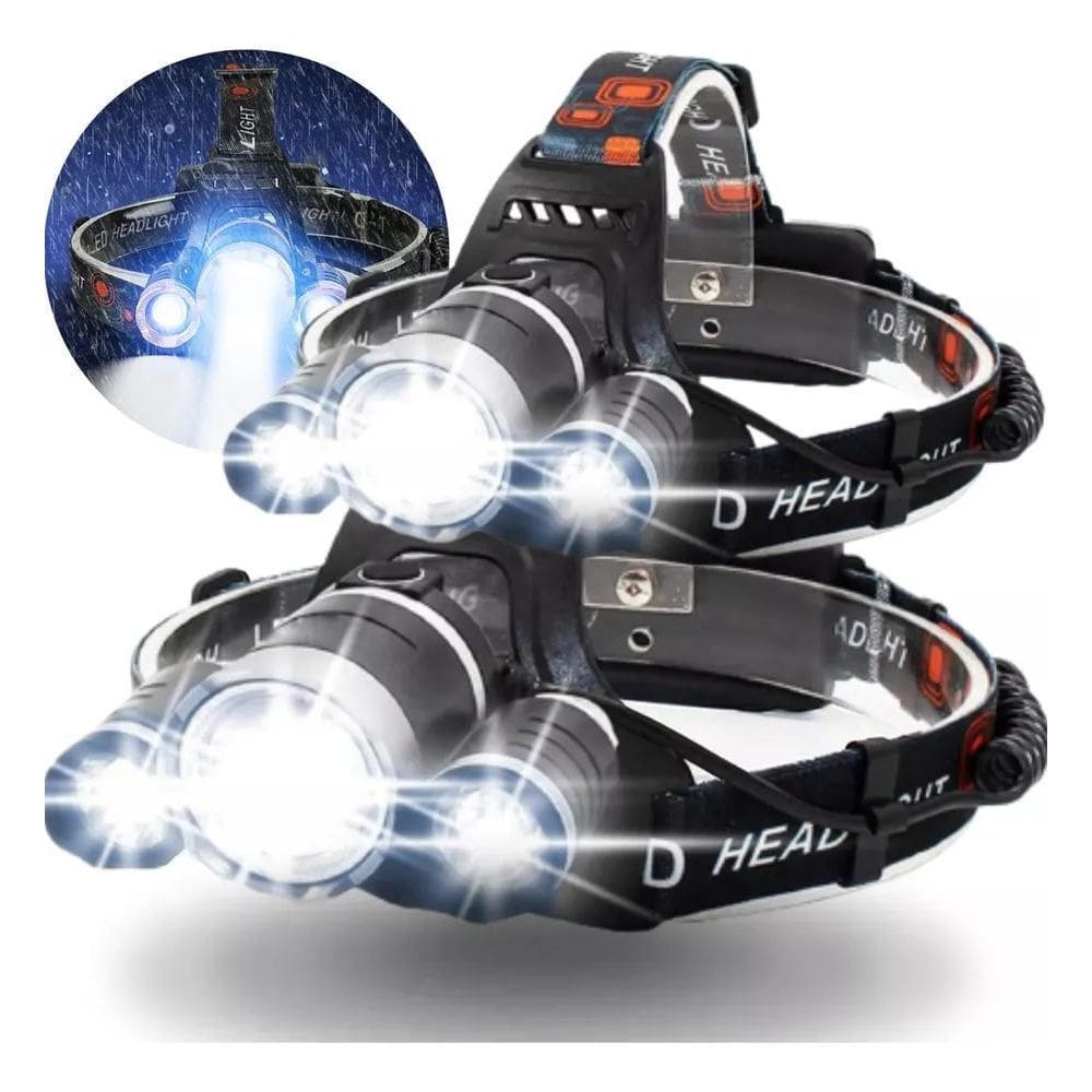 2X Kit 2 Lanternas Cabeça Tripla T6 3Led Cree