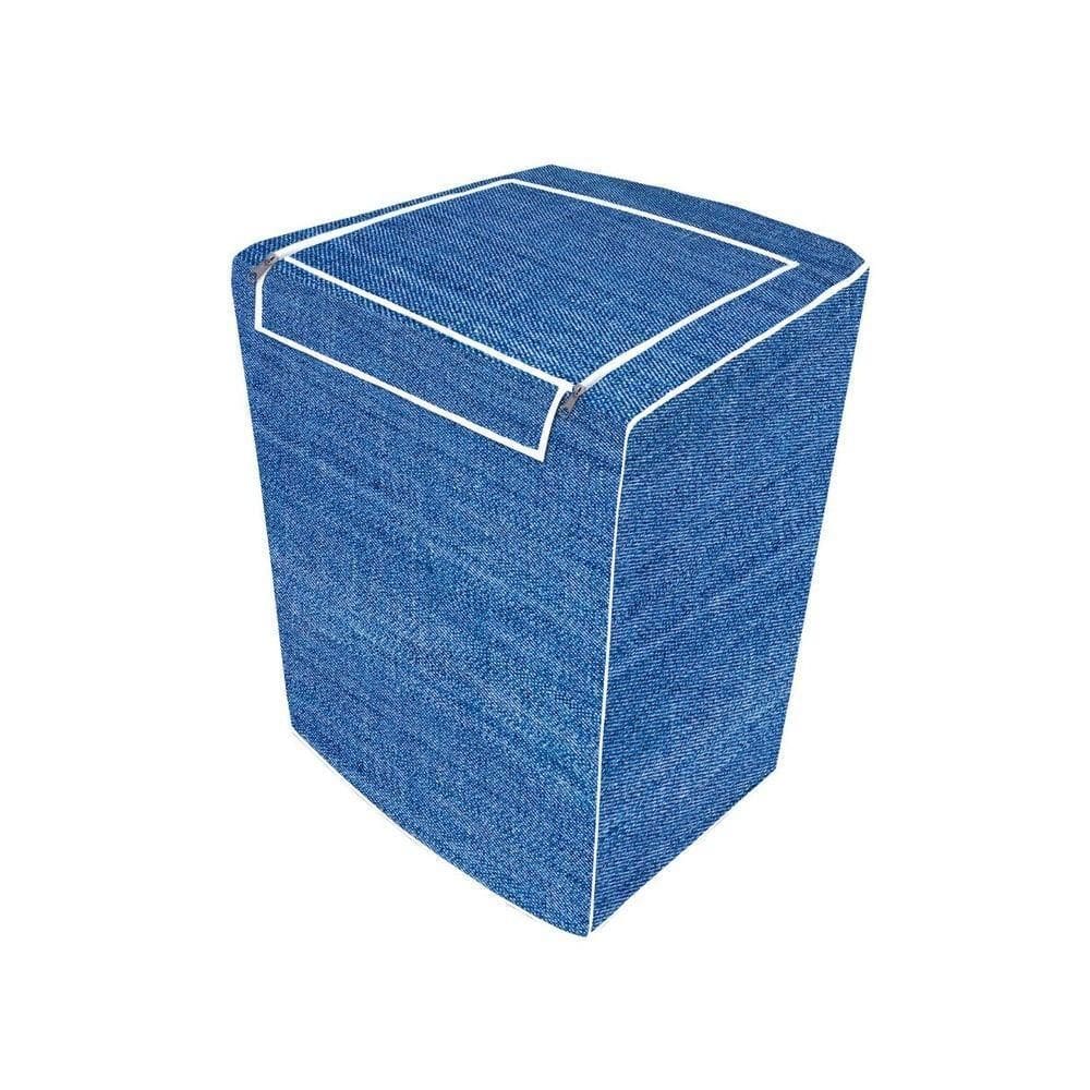Capa De Máquina De Lavar P Azul Jeans Com Zíper Forrada