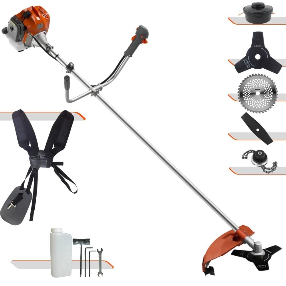 Máquina de Corta Grama Tekna RL520ACNTK À Gasolina 52cc 2HP 9.000rpm Multifunções Profissional Completa Com Carretel de Nylon + 4 Lâminas de Corte