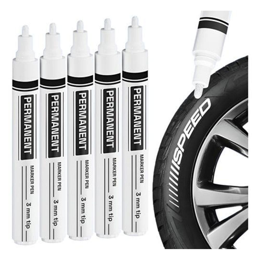6 Canetas Tinta Branca Pinta Pneu Carro Moto Tenis Solado