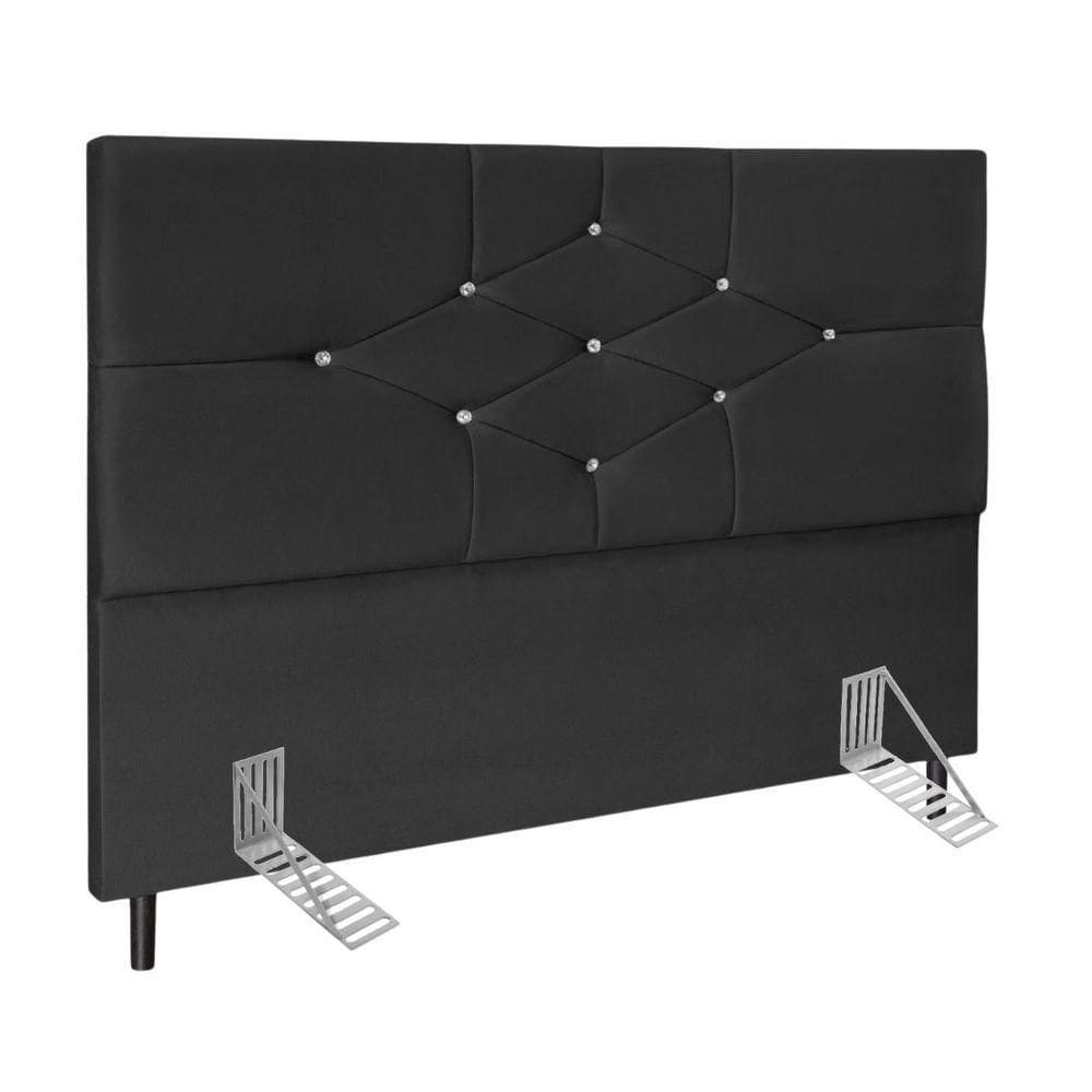 Cabeceira Cama Box Casal 140cm Camboriú Suede Preto E-frame