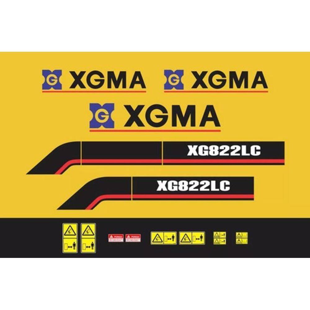 Kit Adesivo Faixas Compatível Escavadeira Xgma Xg 822Cl