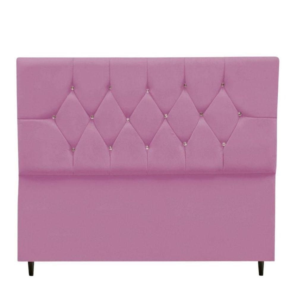Cabeceira Cama Box King 195 Cm Geovana Suede Rosa
