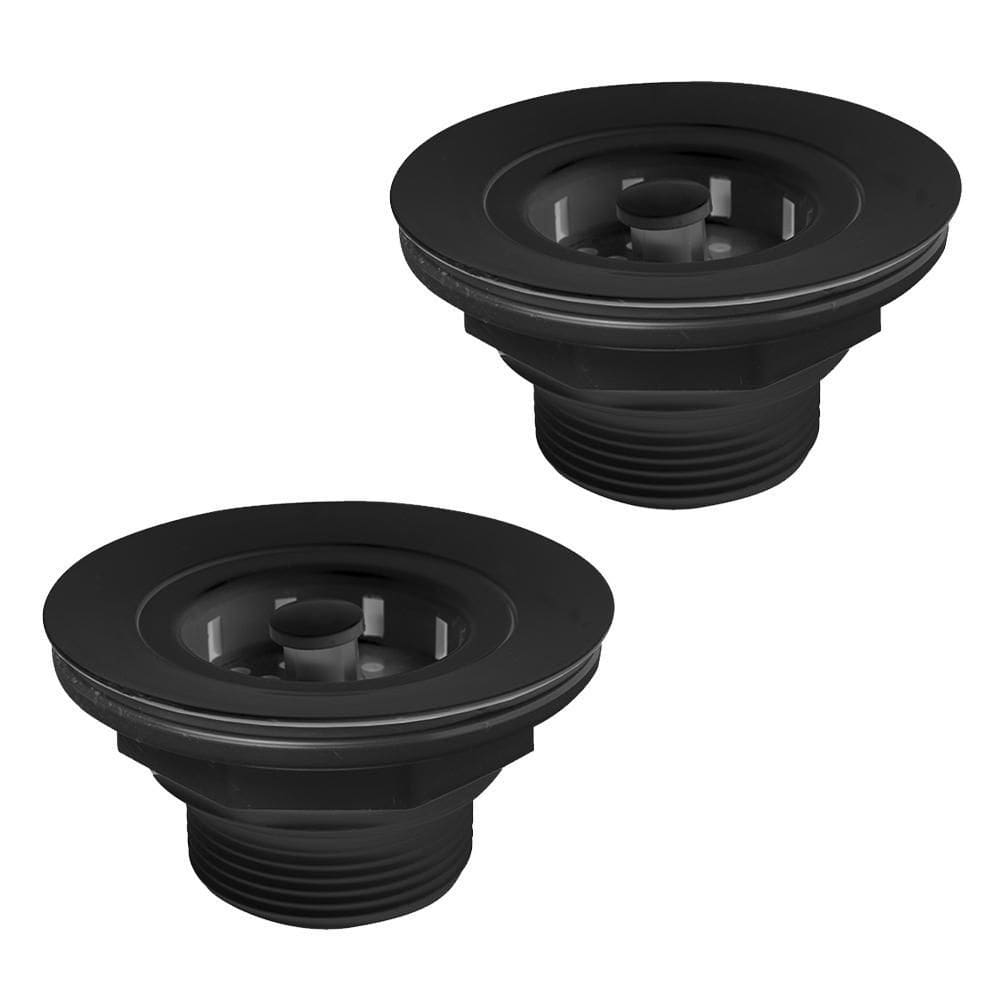 Kit 2 Válvula Americana Escoamento Pia 3.1/2`` Preta Estrela