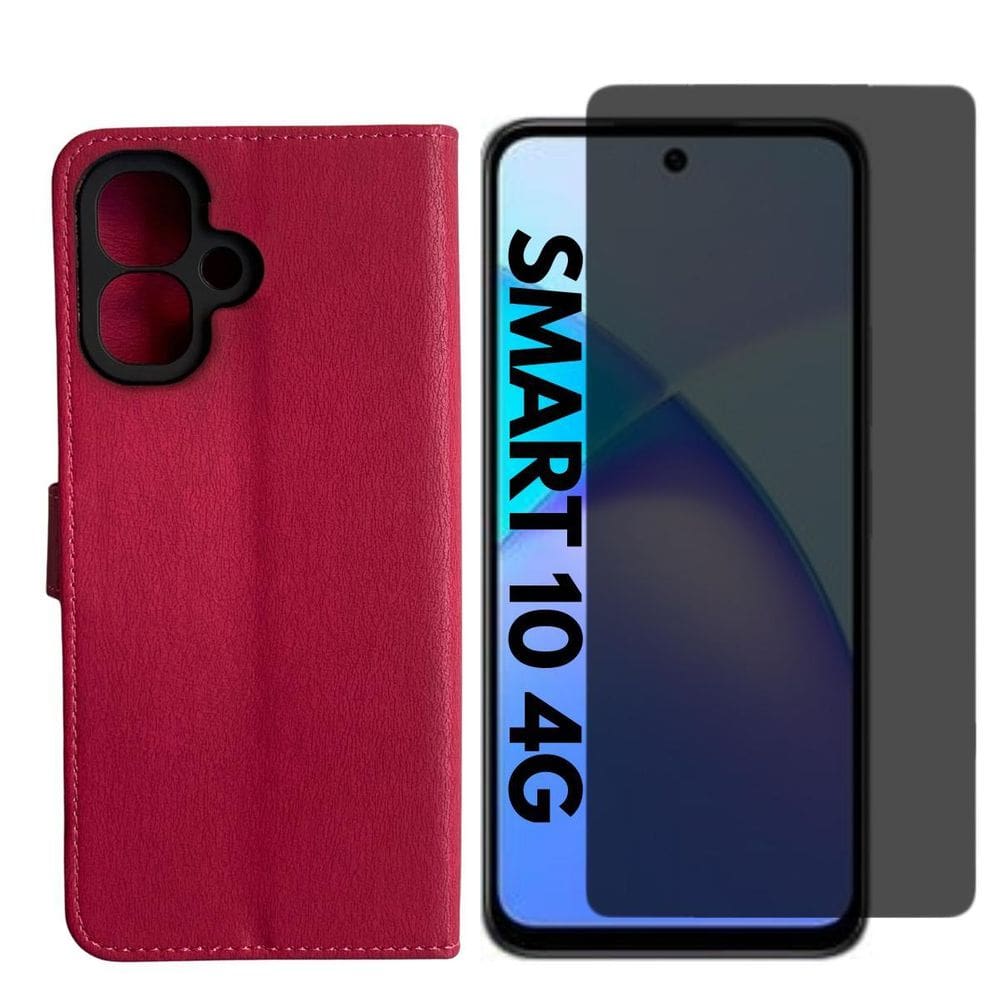 Capa Carteira + Pel. 3D Priv Compativel Infinix Smart 10 4G