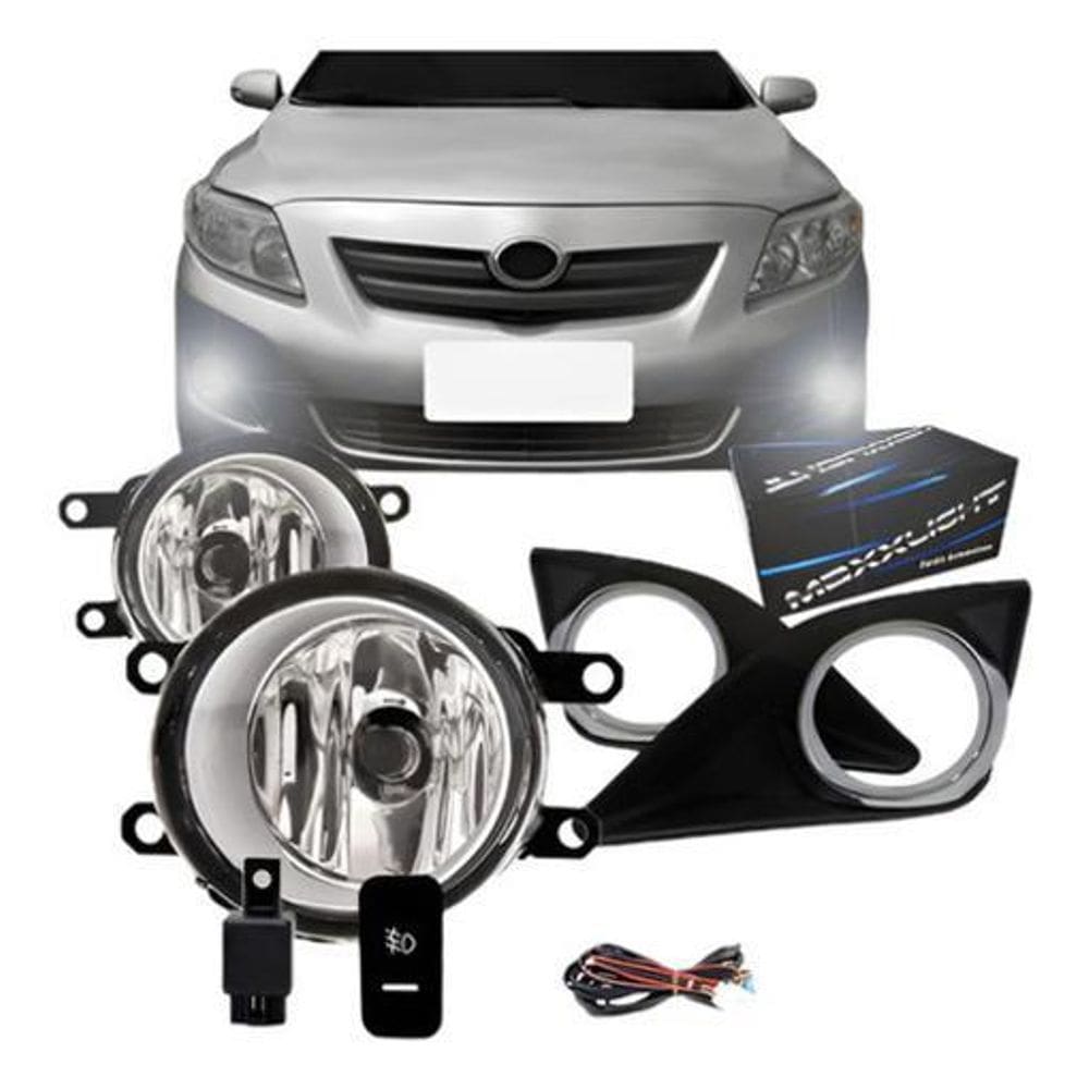 Kit Farol Auxiliar Corolla 2009/2011 Com Grade Aro Cromad
