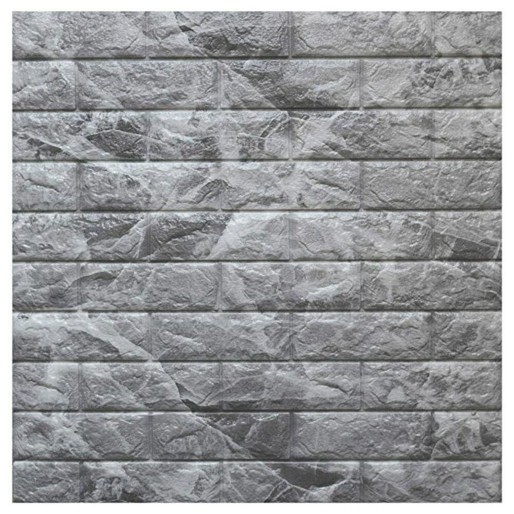 Placa Tijolinho 3d Cinza Auto Adesiva – Revestimento Decorativo Em Espuma 77×70cm Para Renovação