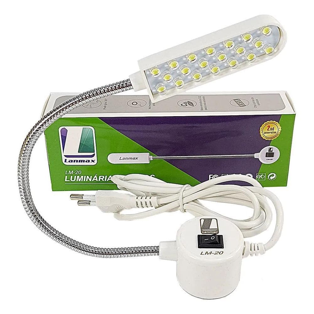 2X Luminária Lâmpada 20 Led Haste Flexível Máquina Costur Bi