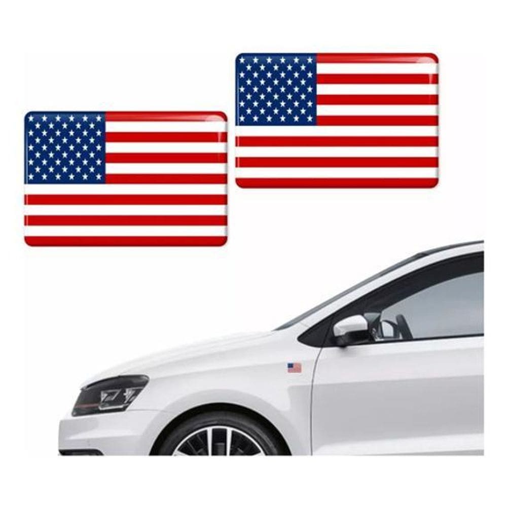 Par Emblemas Adesivos Bandeira Eua 3D Resinado Kit Bd47