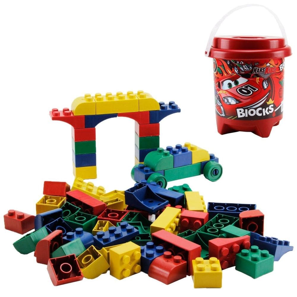 Blocos de Montar 66 Peças Blocks Balde - Tudo em Caixa