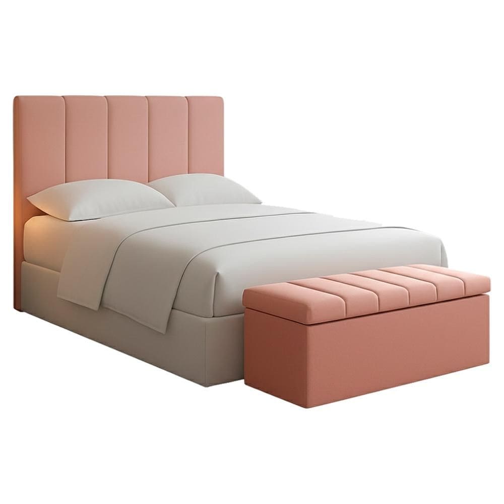 Cabeceira e Recamier Bau Solteiro 90 cm Dalia Linho Artte