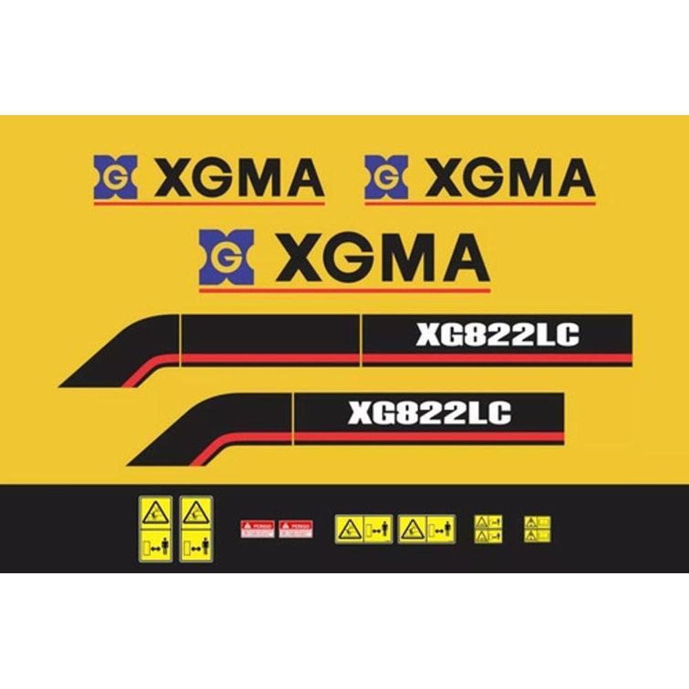 Kit Adesivo Faixas Compatível Escavadeira Xgma Xg 822Cl