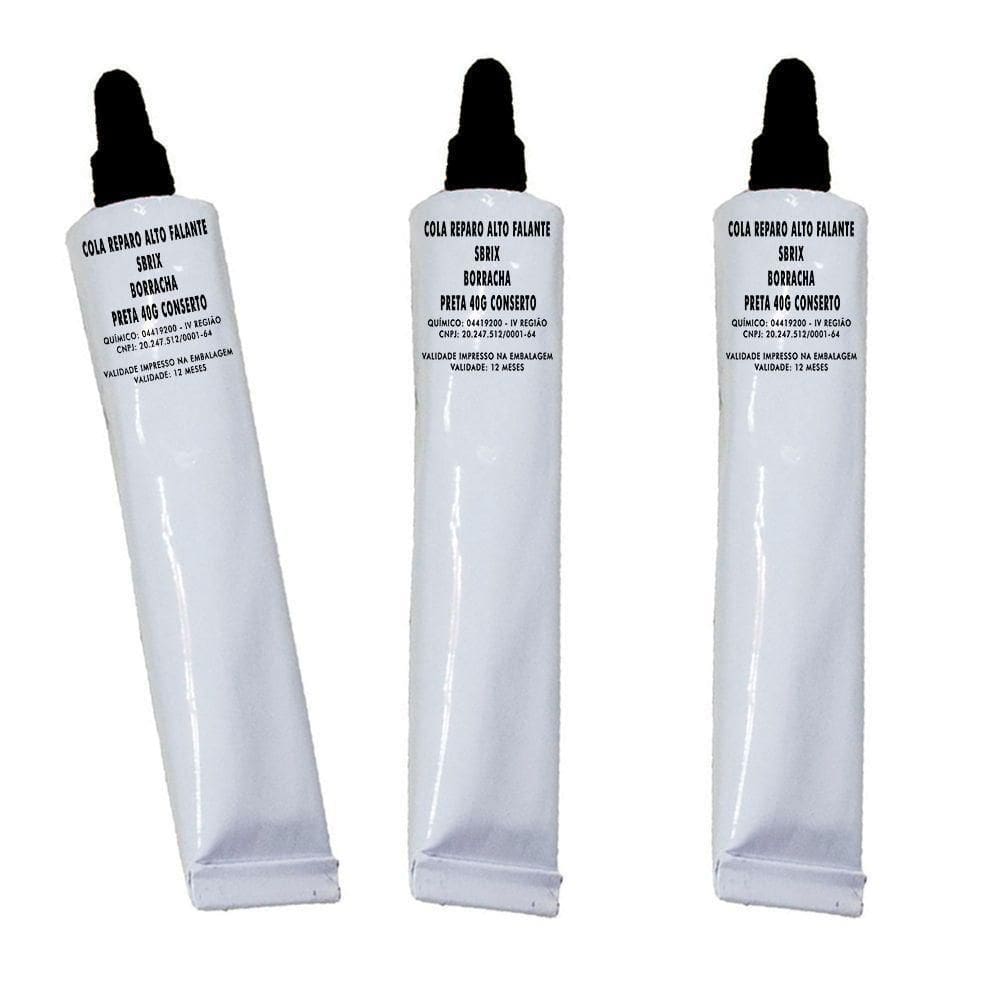 Kit 3 Cola Reparo Alto Falante Sbrix Borracha 40G Conserto