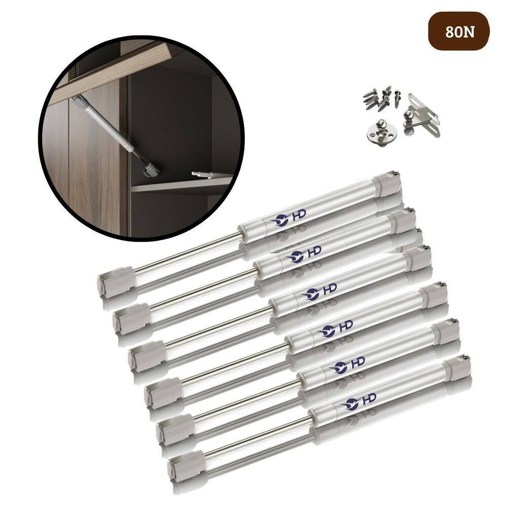 Kit 6 Pistão À Gás Com Amortecedor Para Armário Cozinha 80N