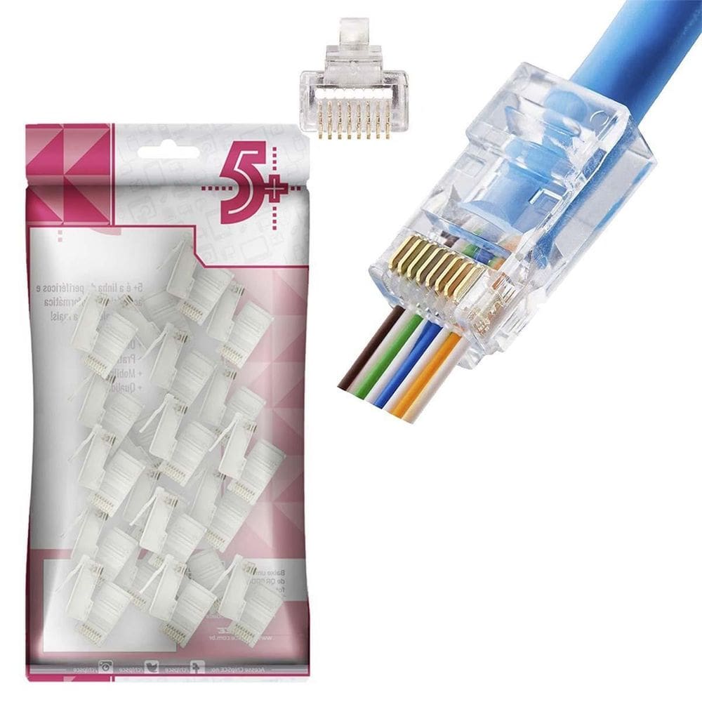 MP - Conector Plug Rj45 De Passagem Vazado 8X
