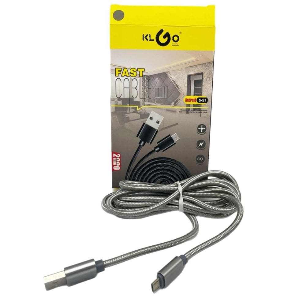 Cabo Para Android Nylon Carregador Dados Usb 2 Metros Cinza