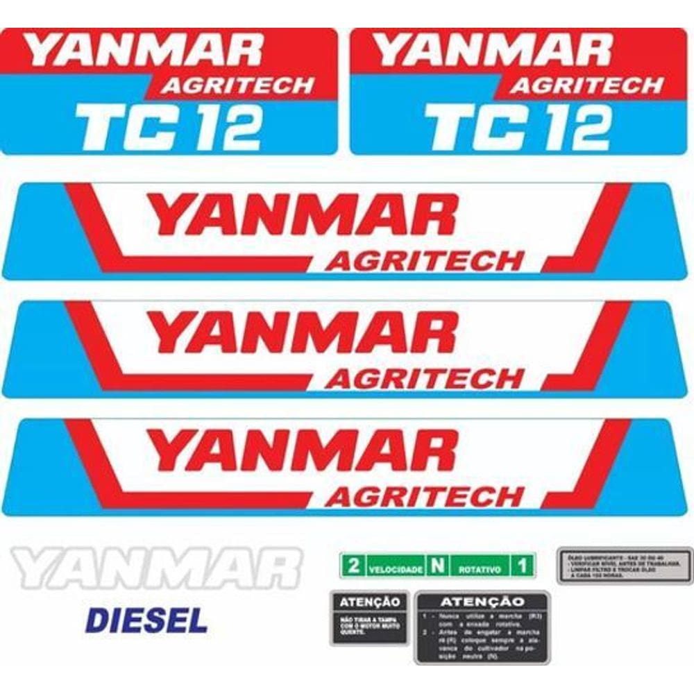 Kit Adesivos Yanmar Tc12 Agritech Para Microtrator