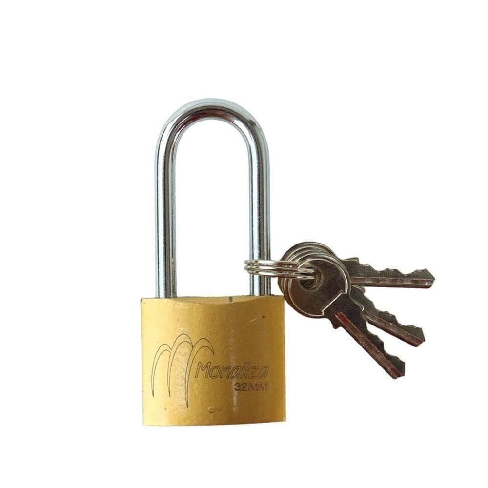Cadeado Haste Longa 32mm Para Portão, Corrente E Grade – Segurança Reforçada Em Latão E Aço Carbono