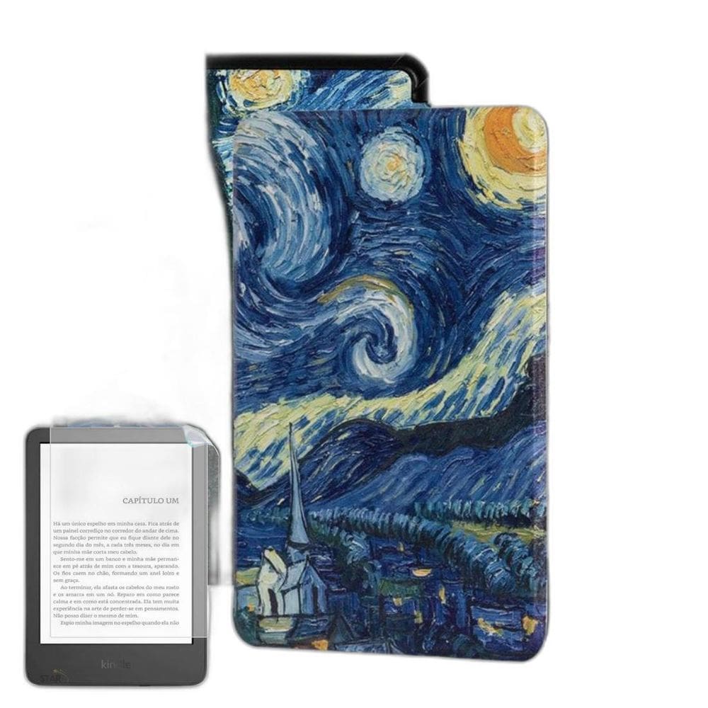 Capinha Alça Estampada Para Kindle 12 7.0 Sa568B + Película