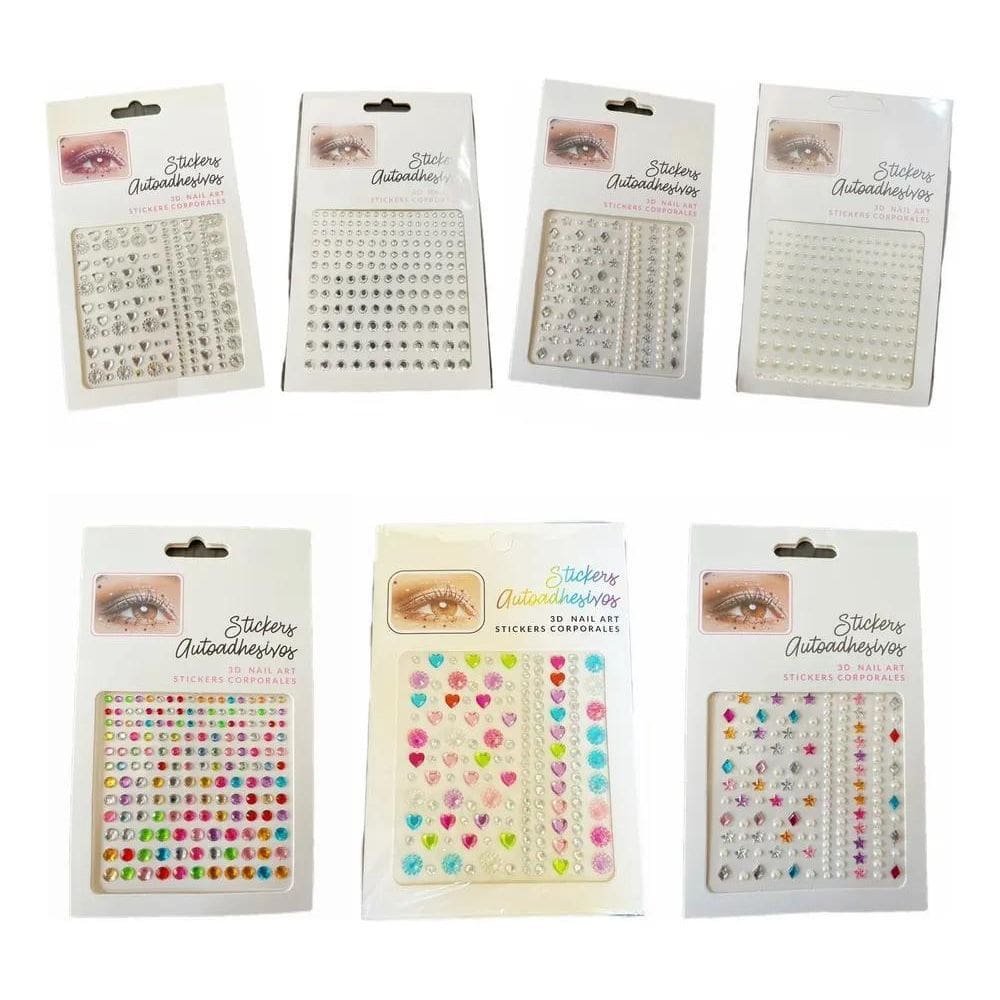 2X Kit 7 Cartelas Adesivo Strass Maquiagem Carnaval Festa-X