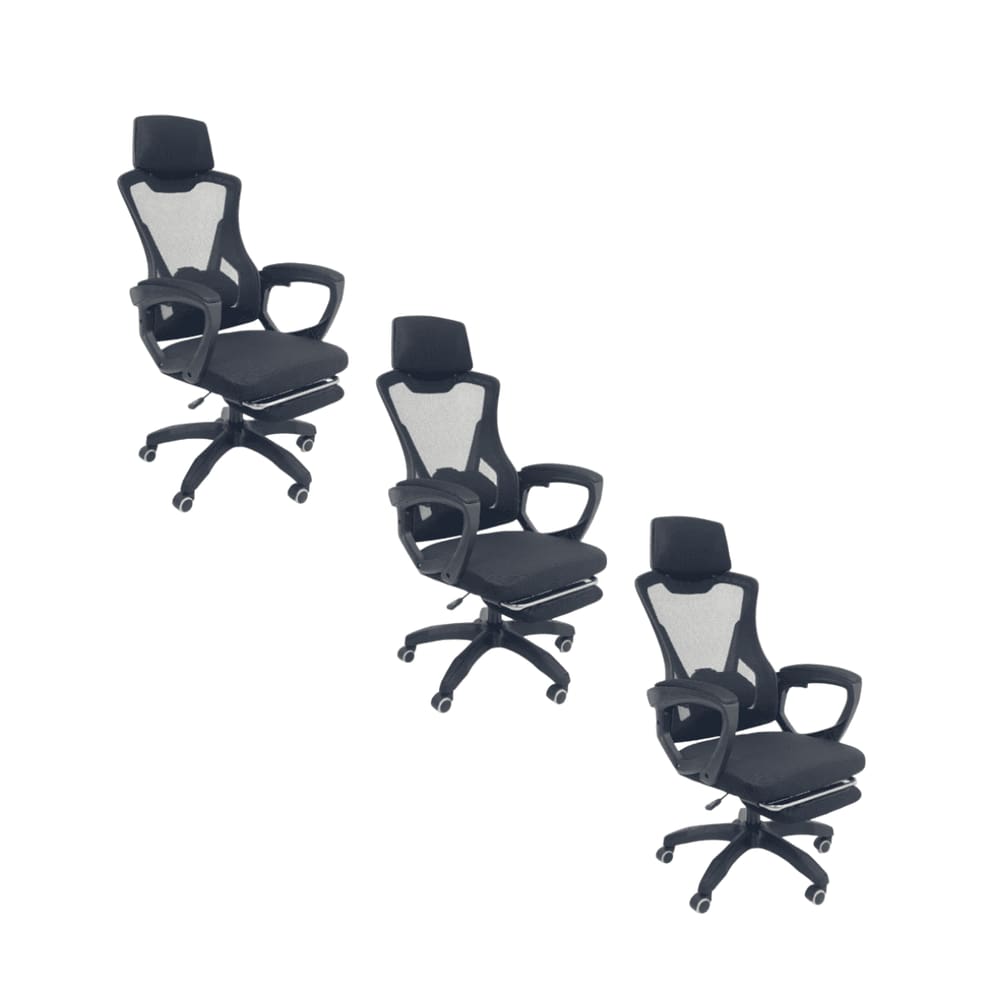 Kit 3 Cadeiras de Escritório Oficial Supreme Preto