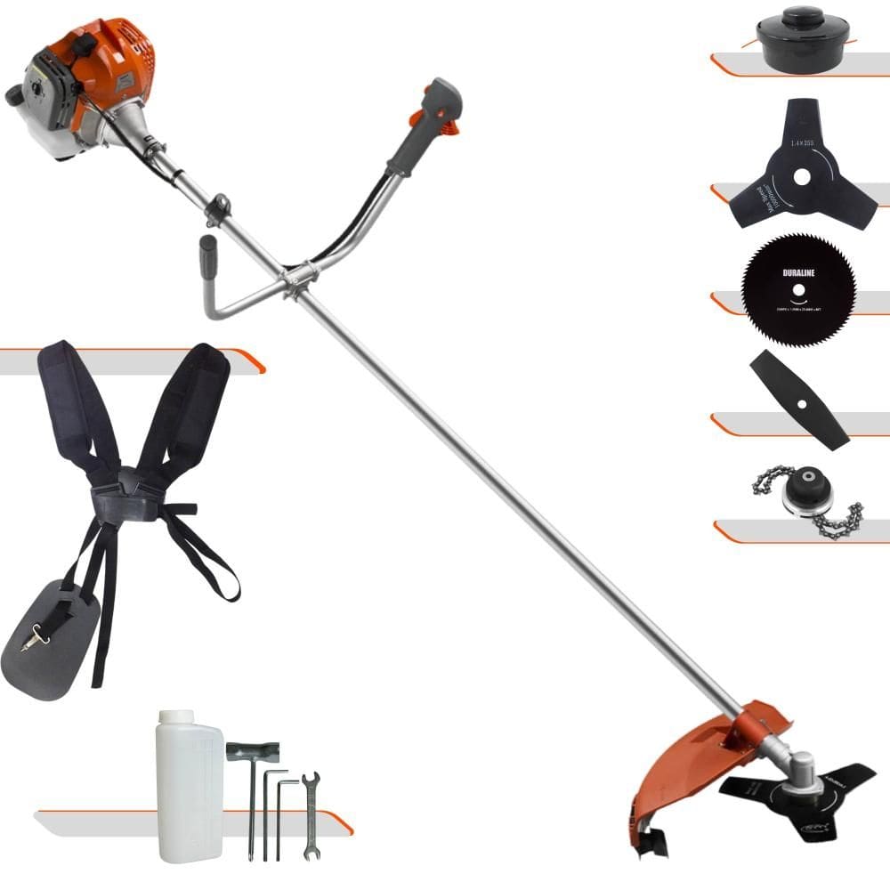 Roçadeira À Gasolina RL520ACN-TK 2T 52cc 2HP de Alta Performance Completa Com Carretel e Faca 3 Pontas + EXTRA Faca 2 Pontas, Faca 80 Dentes e Trimmer