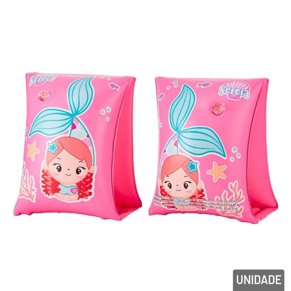 Boia de Braço Inflável 25x15,5cm Sereia Colorida - Tudo em Caixa