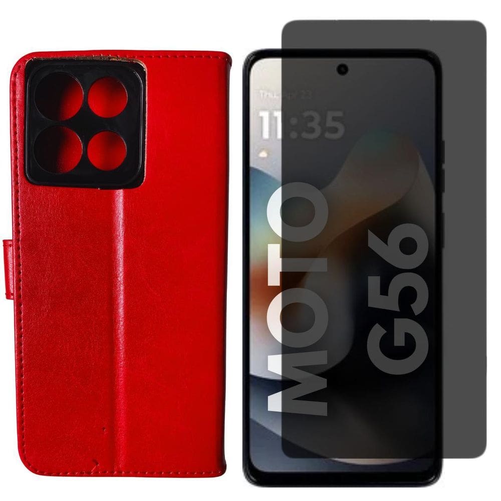Capa Carteira Para Motorola Moto G56 + Película 3D Privativa