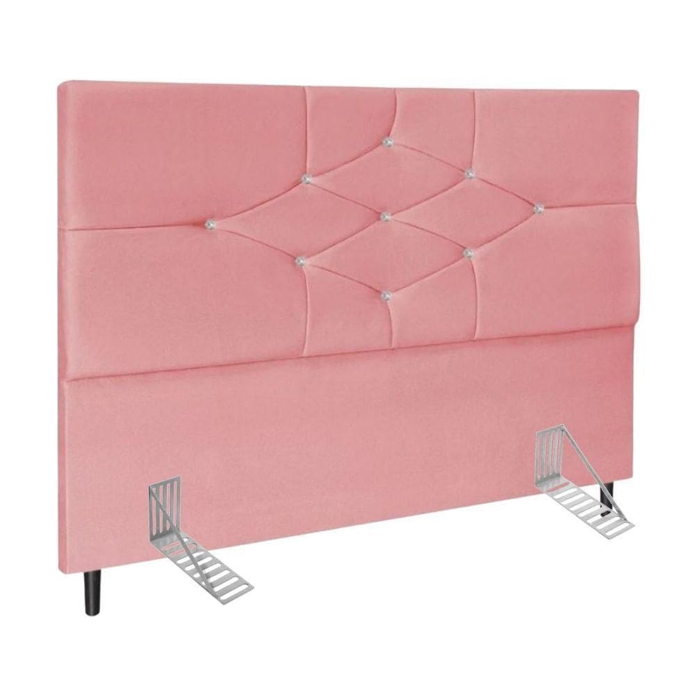 Cabeceira Cama Casal Box 140 Cm Virgínia Suede Rosa E-frame
