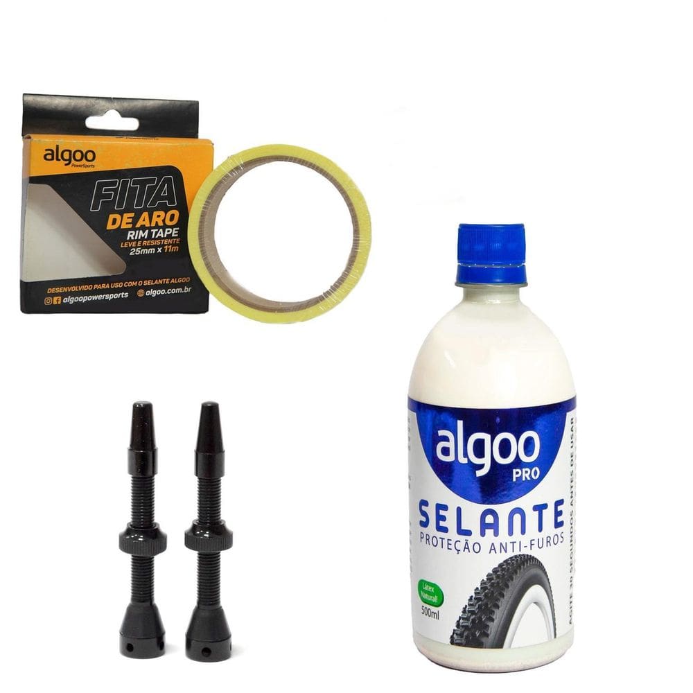 Kit Bike Tubeless Algoo Selante Fita Bico Absolute Bicicleta