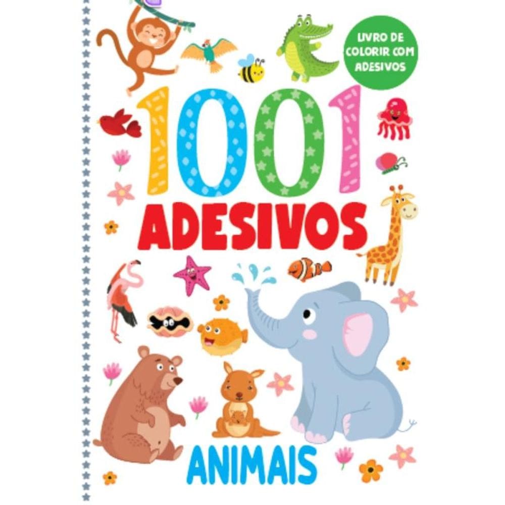 Livro de Colorir com Adesivos - 1001 Adesivos - Animais