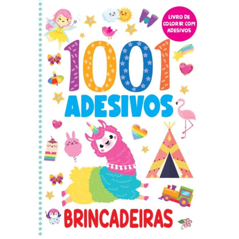 Livro de Colorir com Adesivos - 1001 Adesivos - Brincadeiras