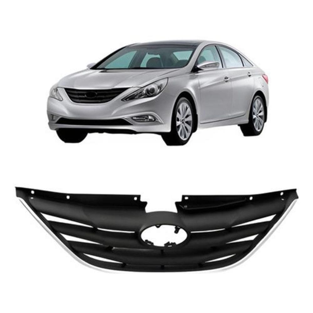 Grade Radiador Sonata 11 A 13 Preta Moldura Inferior Cromada