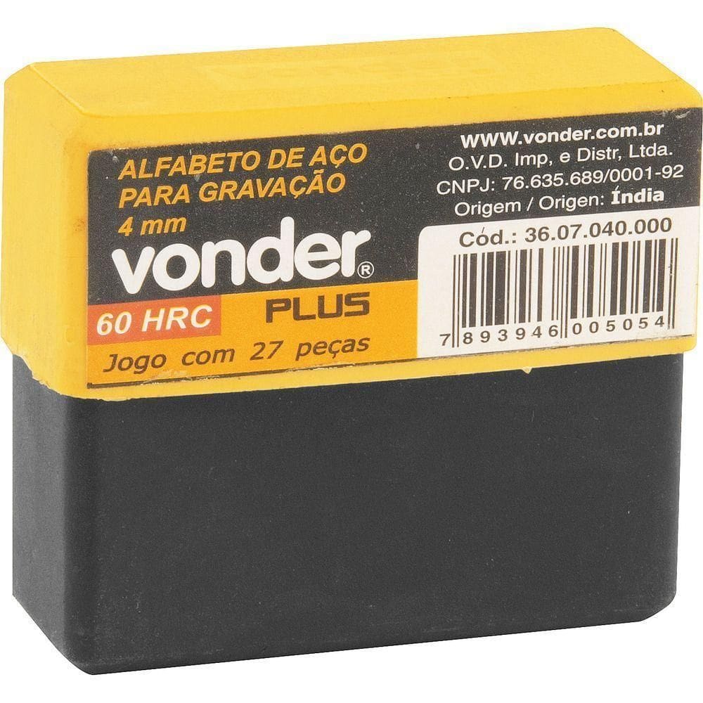 Alfabeto De Aço Punção 8mm A-z Para Gravação Vonder Plus