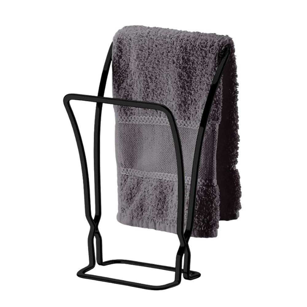 Suporte Porta Toalha De Rosto Toalheiro Duplo de Bancada Banheiro Preto Fosco - 1608PT Future