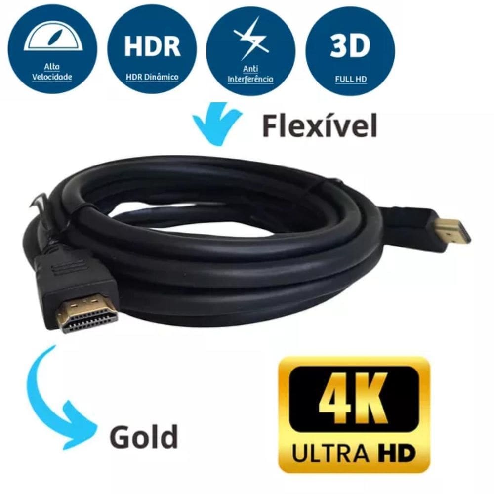 Cabo Hdmi 4K Alta Definição Premium Filmes Computador 3M