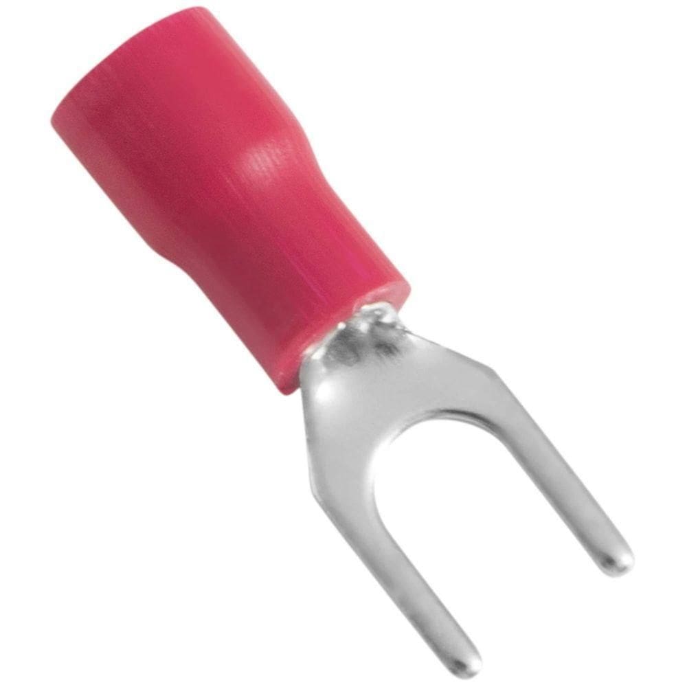 Terminais Conexão Forquilha Tramontina Cobre Estanhado Nylon 1,5 Mm² X 6,4 Mm X M4 Vermelho 100 Pçs Tramontina