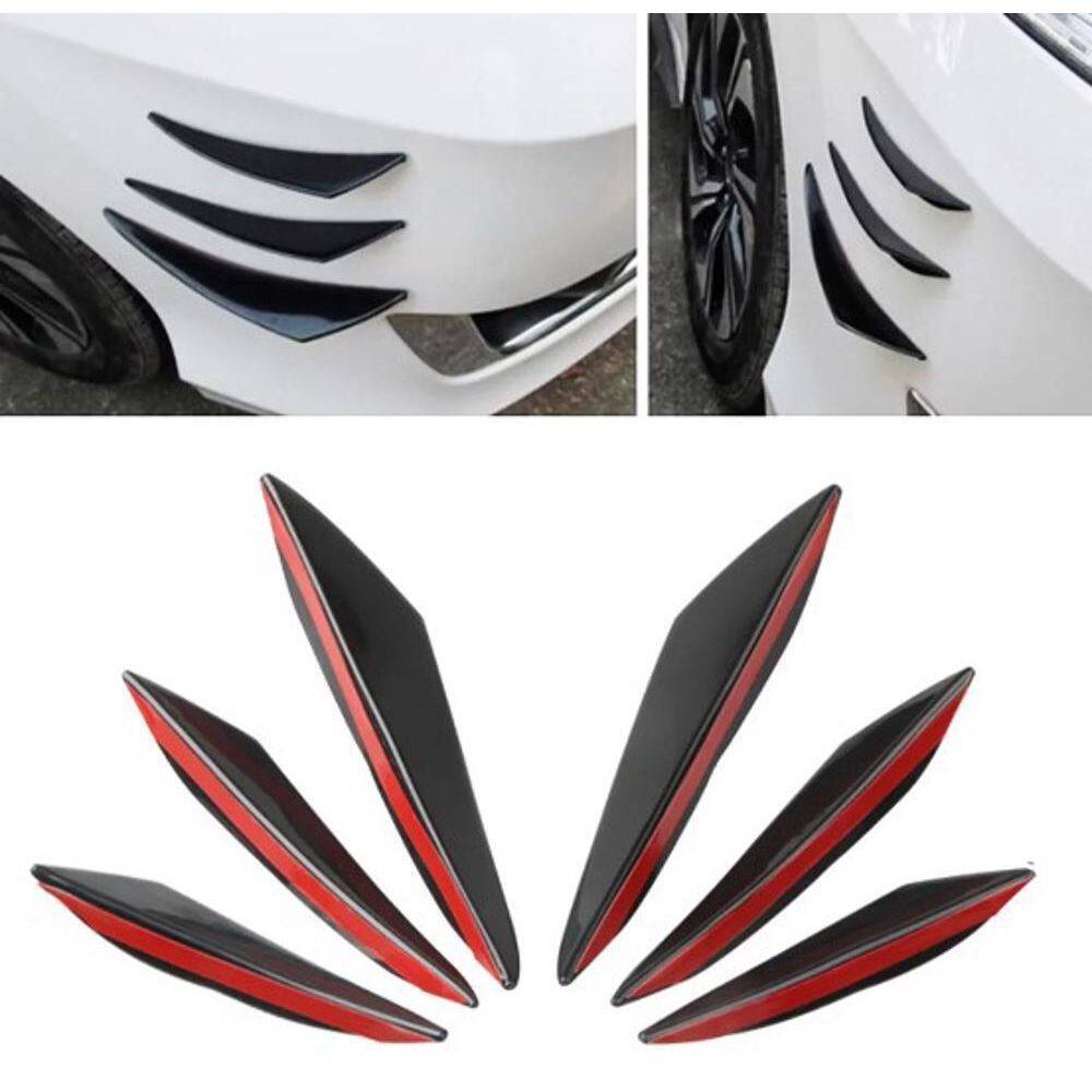 Kit 6 Spoiler Canards Para-Choques Dianteiro Preto