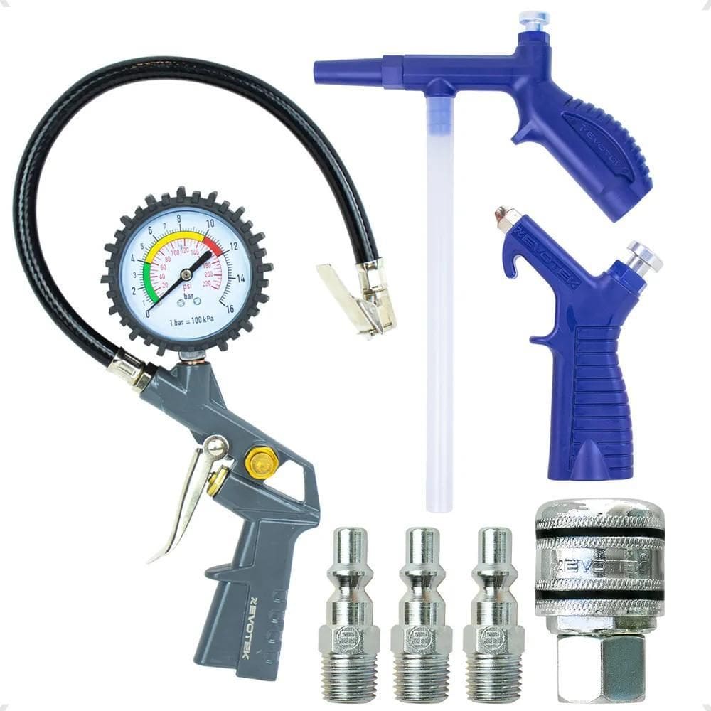 2X Kit Calibrador Inflador Pneu Bico Passar Ar Engate Rápido