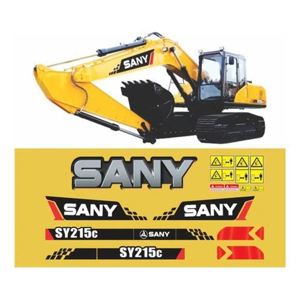 Kit Completo Adesivo Compatível Com Escavadeira Sany Sy215C