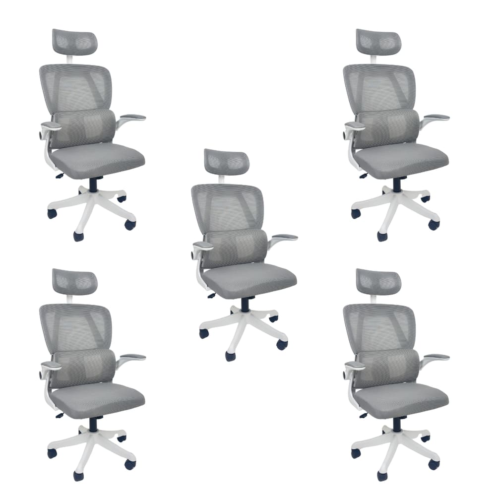 Kit 5 Cadeiras de Escritório Oficial Legacy Cinza