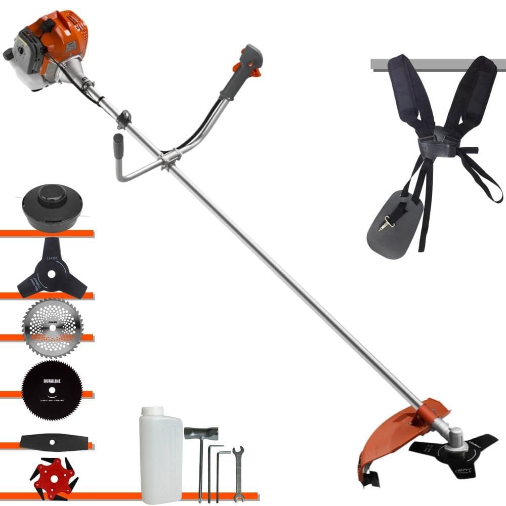 Roçadeira Máquina de Corta Grama Tekna RL520ACG2 À Gasolina 52cc 2HP Com Carretel + Facas 2 Pontas + 3 Pontas + 6 Pontas + 40 Dentes + 80 Dentes