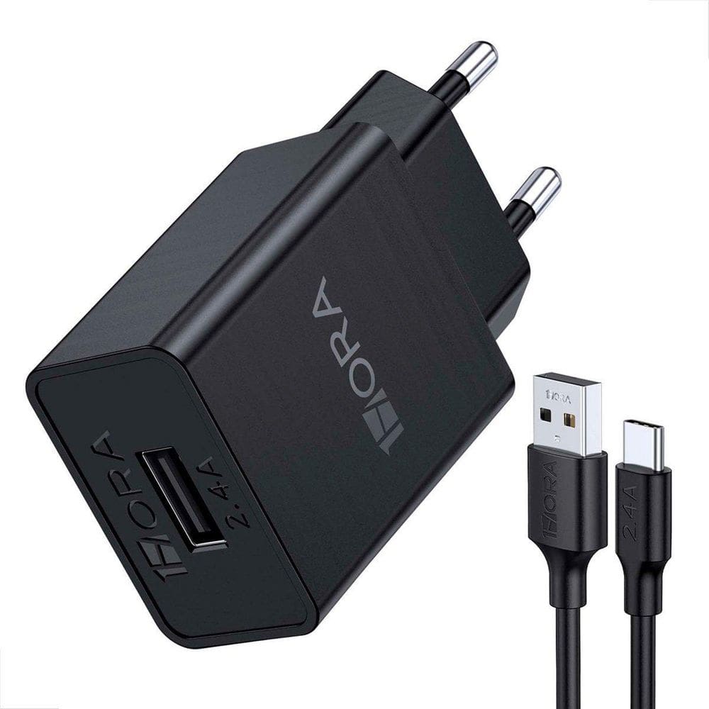 Carregador 5V 2.4A 12W + Cabo Dados Usb C 1M 2.4A Vq-T05