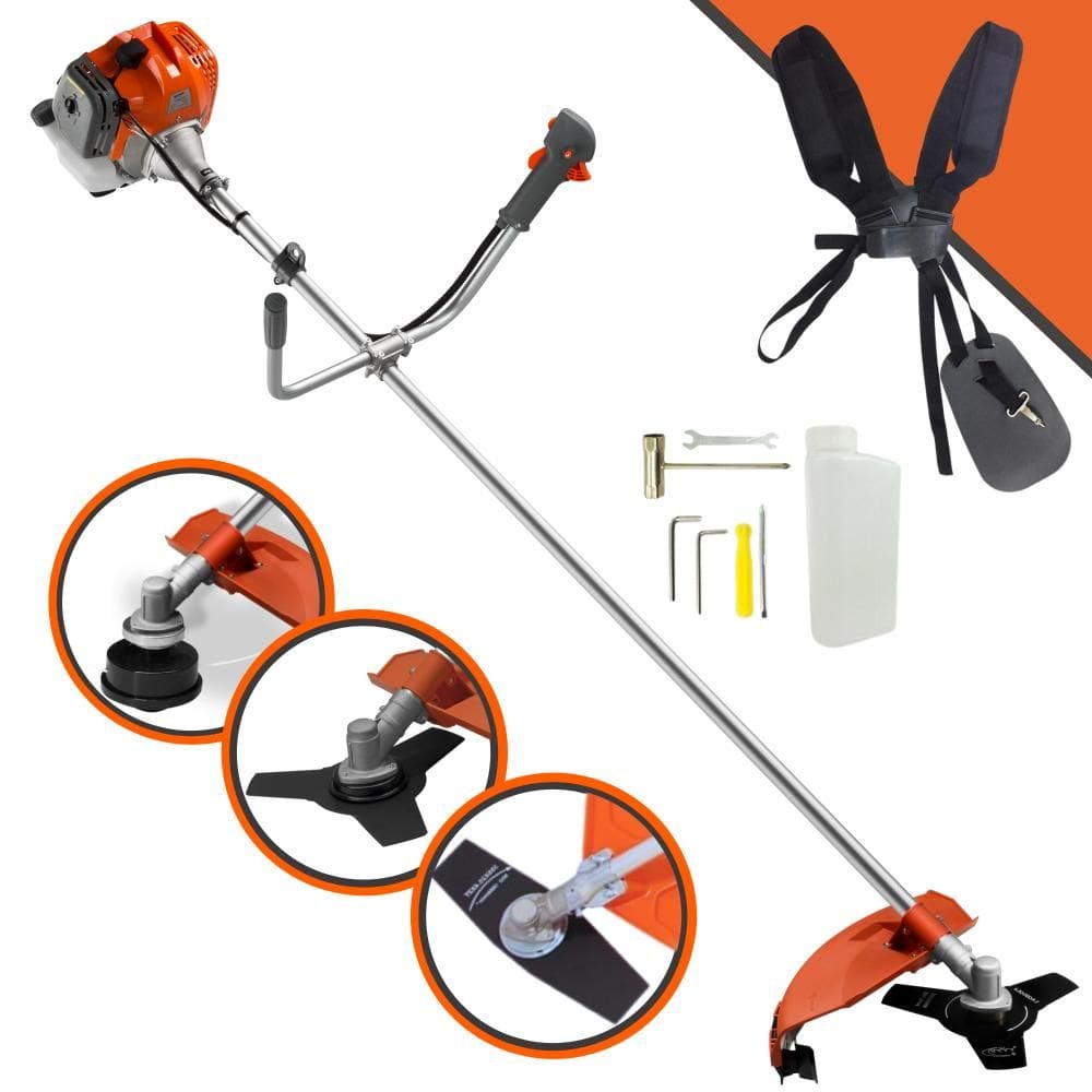Roçadeira Completa Tekna RL430ACNTK À Gasolina 2 Tempos 43cc 1,7HP 9.000rpm 3 Opções de Corte Com Lâmina Facão + Lâmina 3 Pontas + Carretel de Nylon