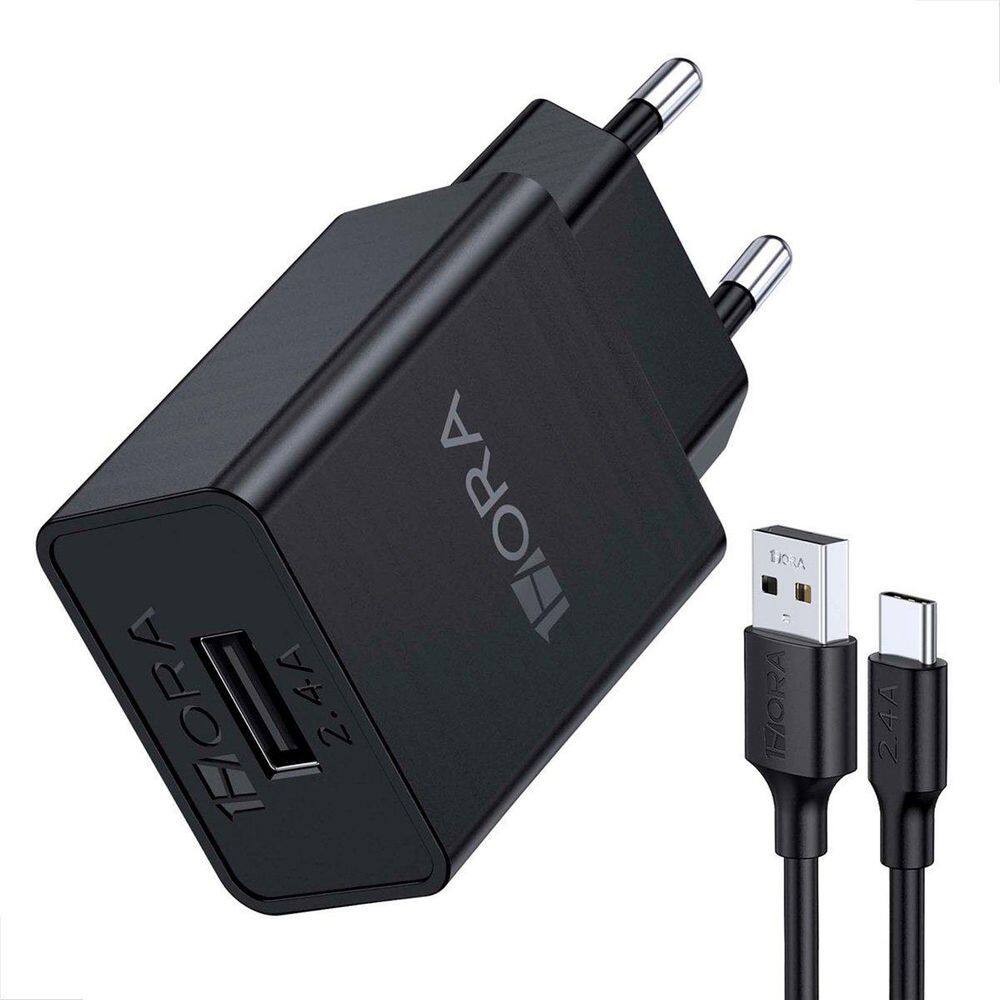 Carregador 5V 2.4A 12W + Cabo Dados Usb C 1M 2.4A Vq-T05